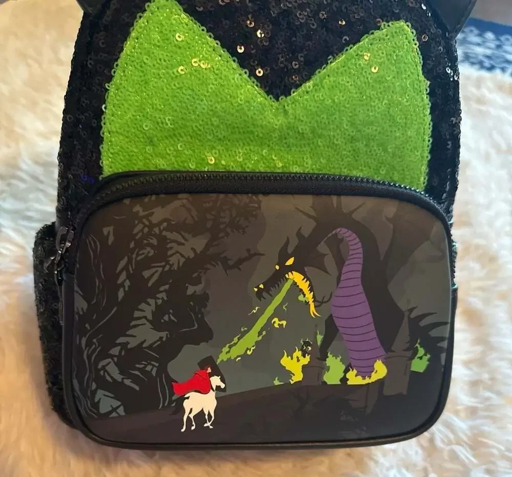 Loungefly Disney Sleeping Beauty‎ Maleficent Dragon Sequin Mini Backpack